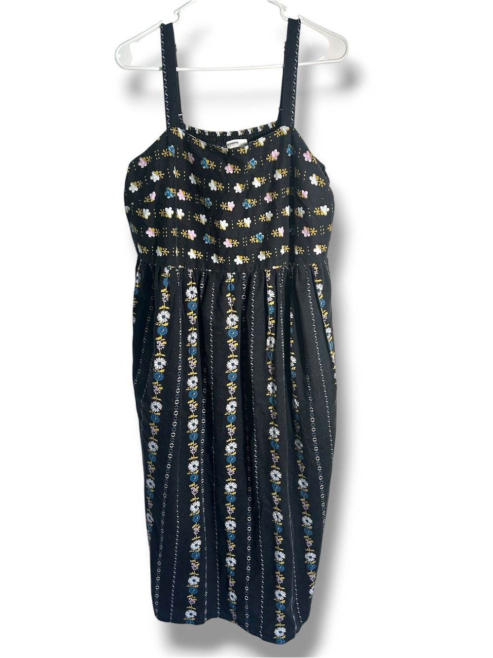 Sonoma Navy Blue Floral Stripe Midi Dress XXL